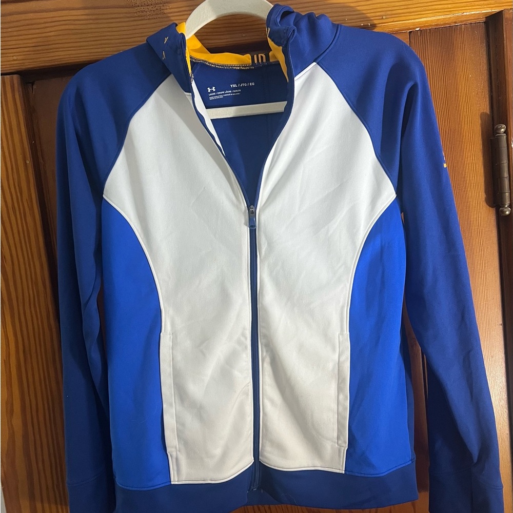 Under Armour Stephen Curry Blue and White Zip-Up Hoodie youth XL